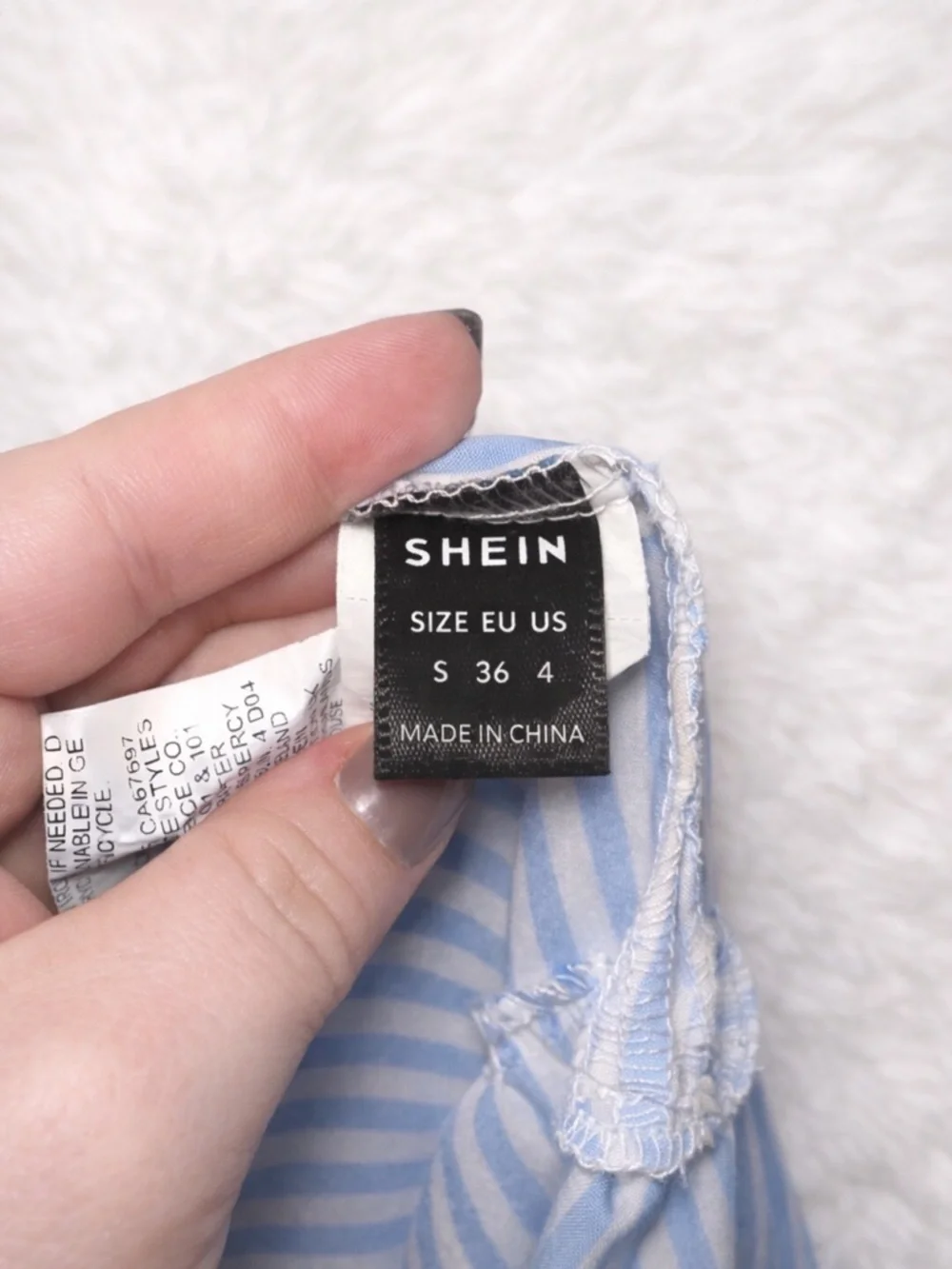 SHEIN Light Blue & White Striped Ruffle Sleeve Tiered Maternity Dress - Picture 3 of 5